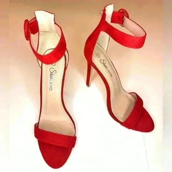 Shoe Land Womens - Ankle Strap Rounded Buckle Open Toe Stiletto Heel Size 7.5 - Picture 4 of 8